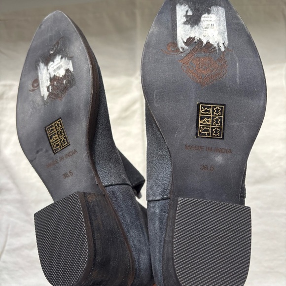 Free People Charm Double-V Ankle Bootie in Navy Suede‎ - Picture 7 of 8